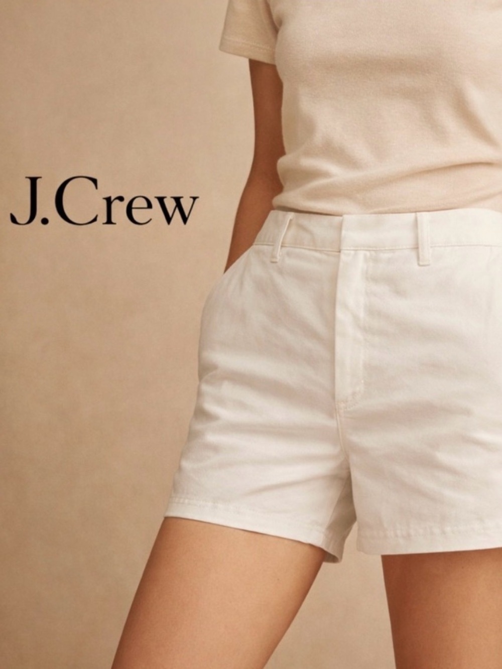 J.Crew White High Waisted Stretch Cotton Chino Shorts | Size 6